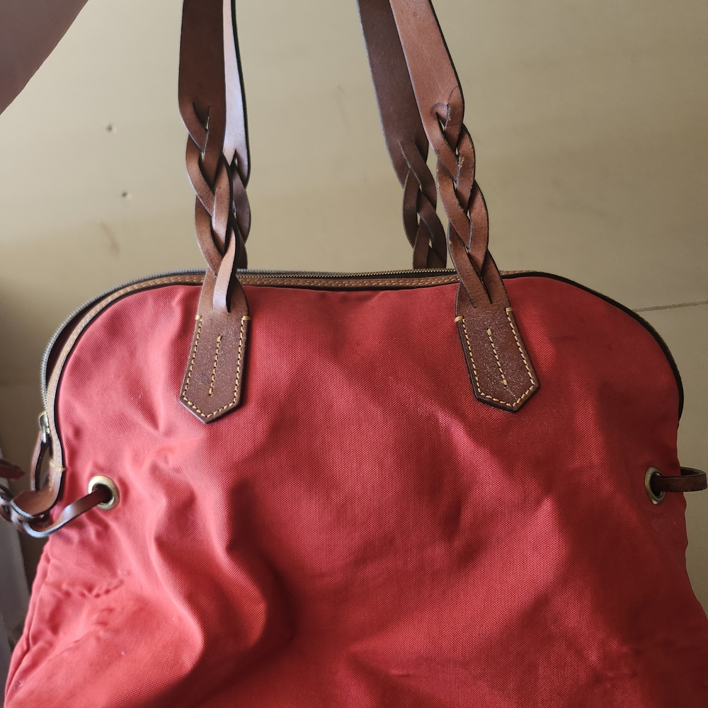 Red Women's Bag with Braided Handles